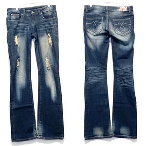 MACHINE JEANS Stretch Distressed Wash
